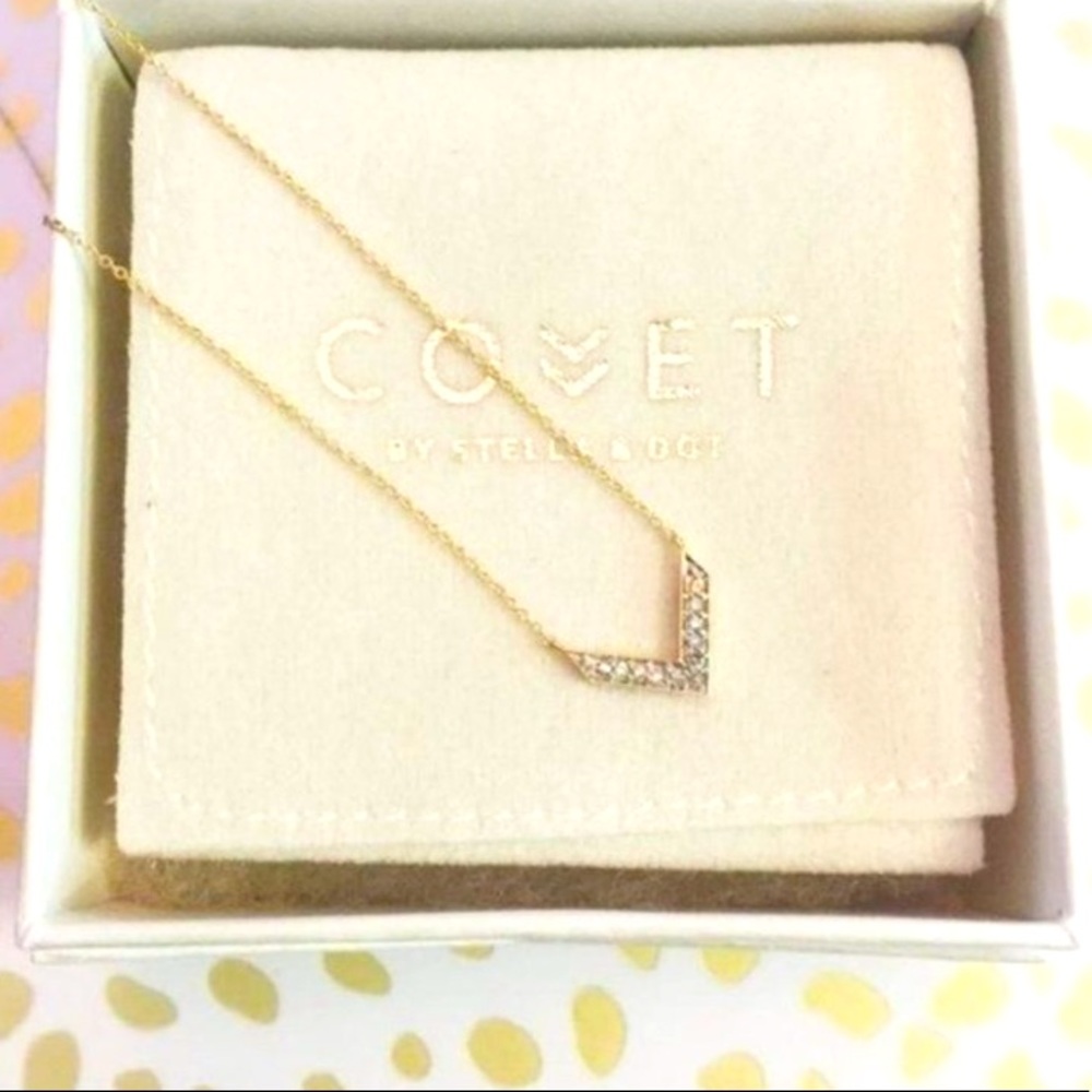 Stella & Dot | 14KGold & Genuine Diamond Covet Chevron Delicate Dainty N… - Picture 13 of 13